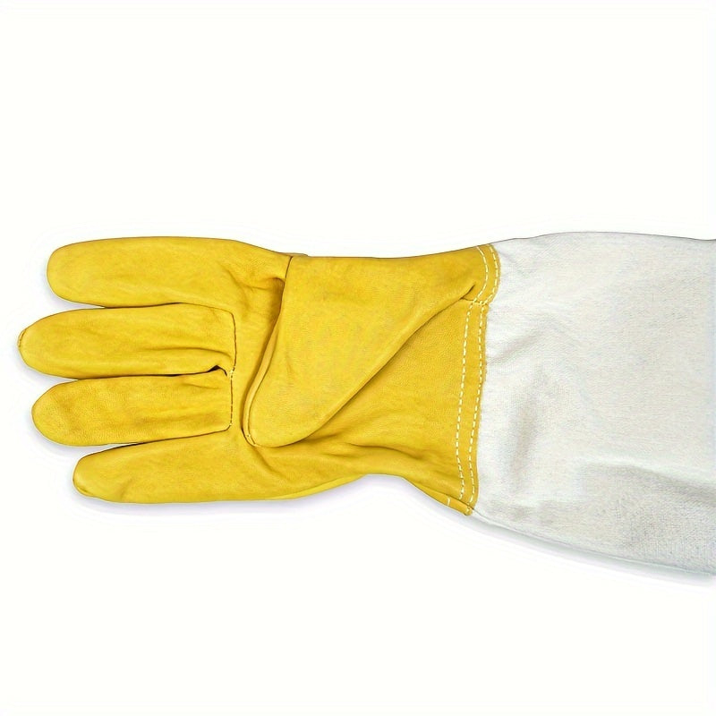 Future Beekeeping Gloves: Leather with Canvas Sleeve, Manual Operation, No Battery Needed.