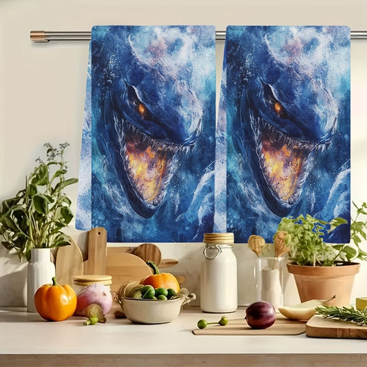 Set of 2 Ultra Soft Kitchen Towels featuring Subnautica Leviathan Design, Highly Absorbent & Machine Washable Dish Hand Towels, Size 40.64x60.96 cm - Ideal for Holiday Decor & Daily Use, Kitchen Hand Towels | Unique Artistic Design | Sturdy and