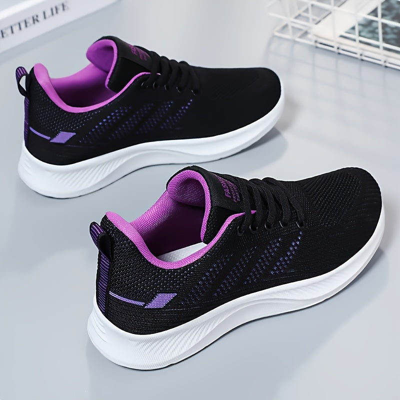 Women's breathable running sneakers with lightweight design, lace-up closure, comfortable fabric, PVC sole, and round toe for outdoor training.