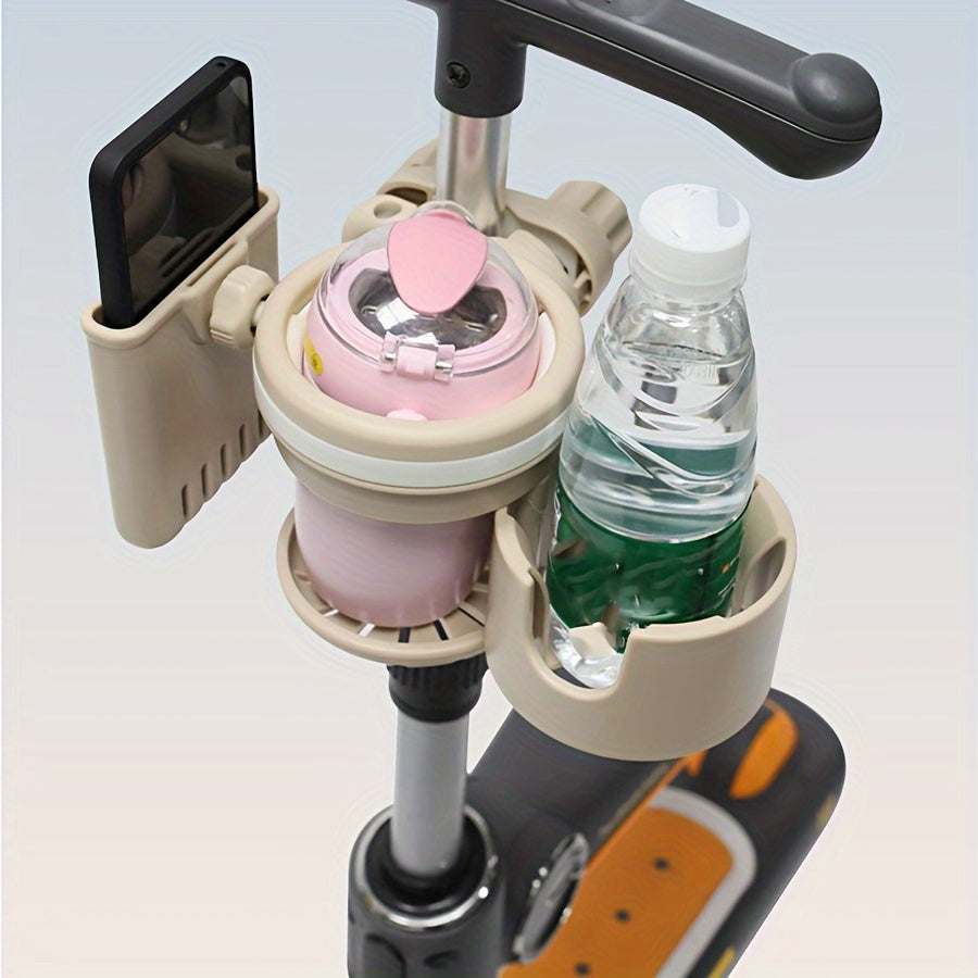 Stroller Cup Holder with Storage Rack, Bottle Holder, and Phone Holder.