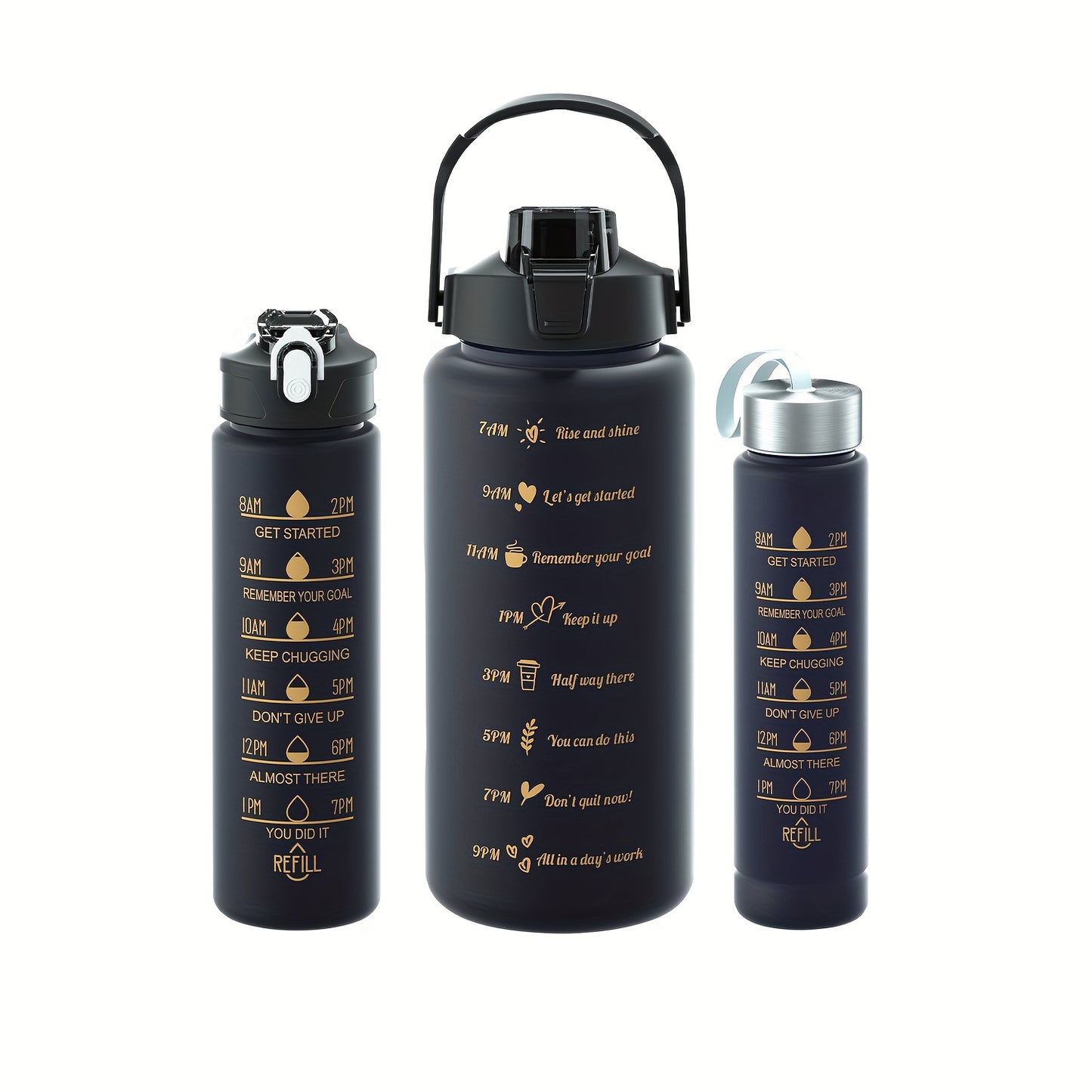 2L/70oz Gradient Water Bottle Set, BPA-free, leak-proof with time marker, straw, and lockable lid - perfect for camping, fitness, and home use. Hand wash only, lightweight, PVC-free.