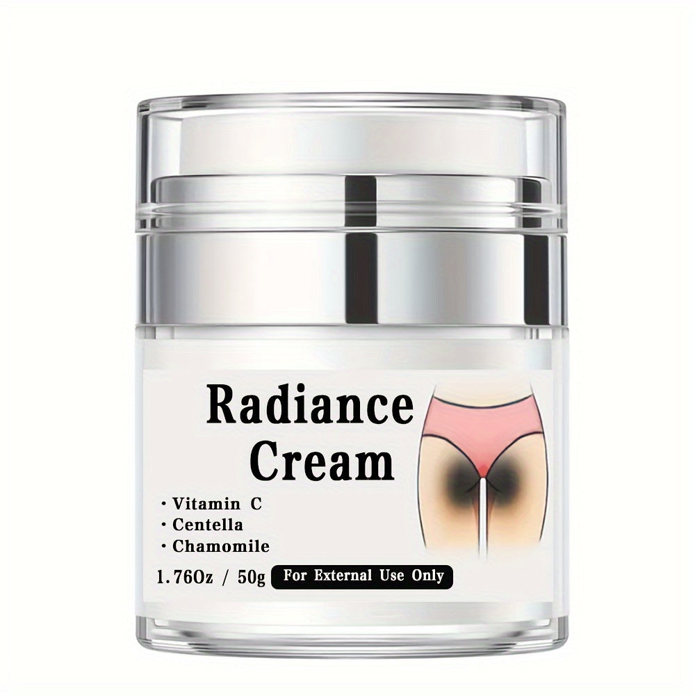 1.76oz/50g Radiance Cream for private parts care, contains Vitamin C, Niacinamide, Centella Asiatica, and Chamomile extract, suitable for sensitive areas such as underarms, joints, butt