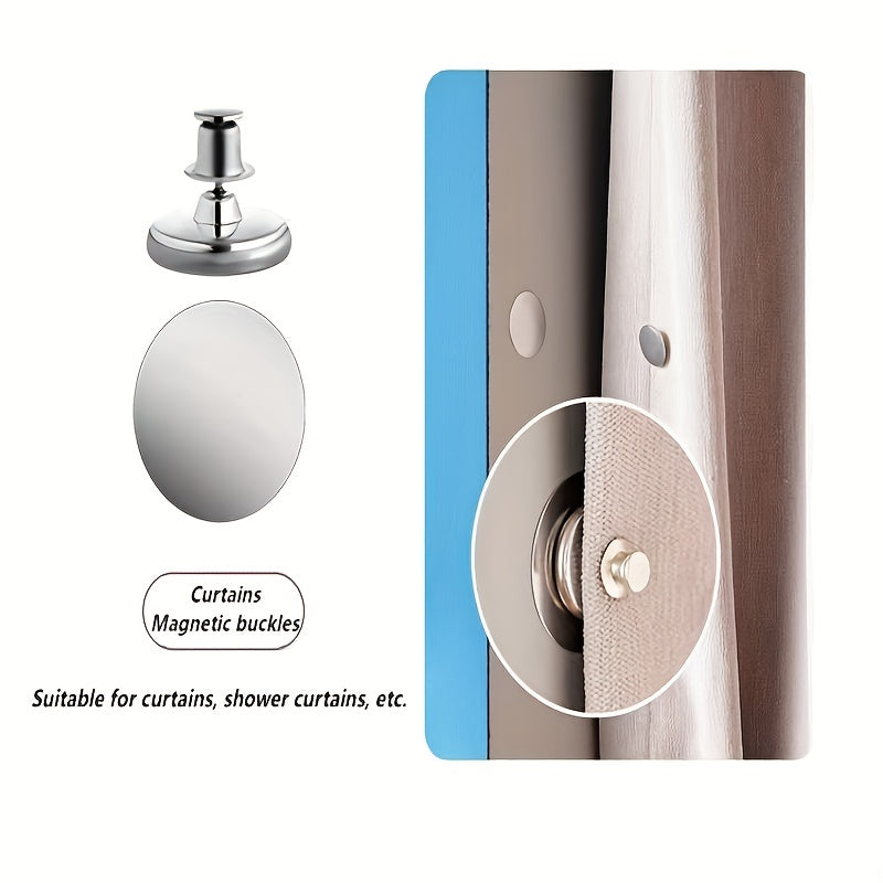 Modern metal curtain magnetic hooks, easy to install with wall hanging magnetic buckle, suitable for various uses such as shower curtains and wall stickers.