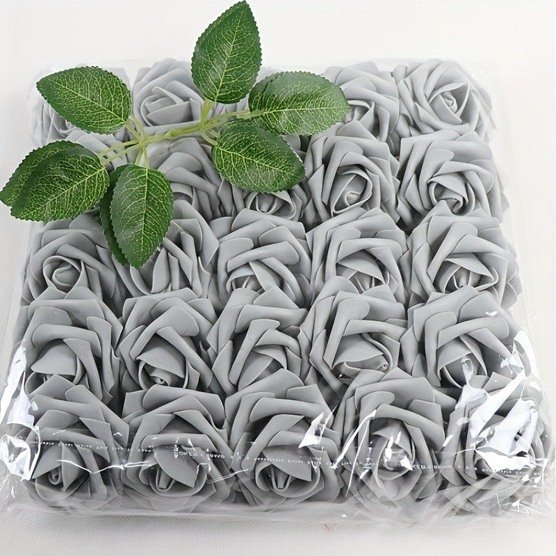 25 artificial roses with 2 green leaves, perfect for weddings, holidays, birthdays, parties, and home decor.