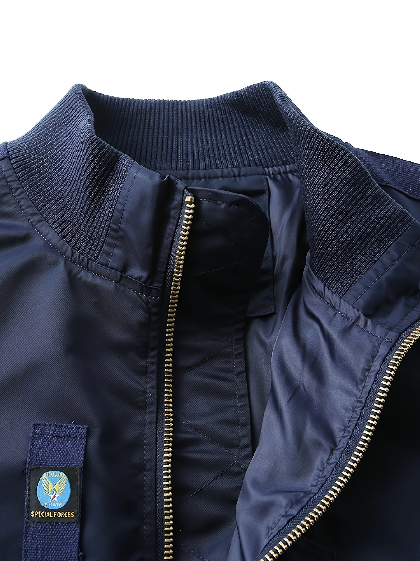 Casual stand collar bomber jacket for men.