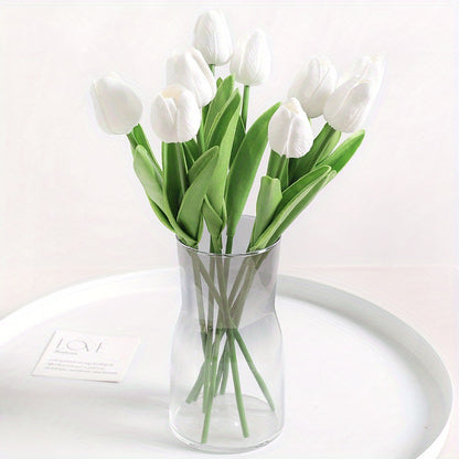 10 Artificial tulip flowers for DIY bridal bouquets, home decoration, and indoor/outdoor display.