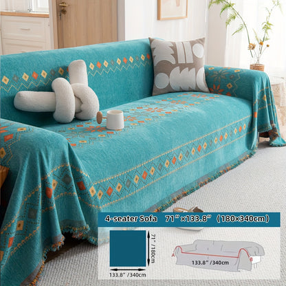 Boho-style sofa cover for all seasons with non-slip feature, suitable for bedroom, office, living room, and home decor.