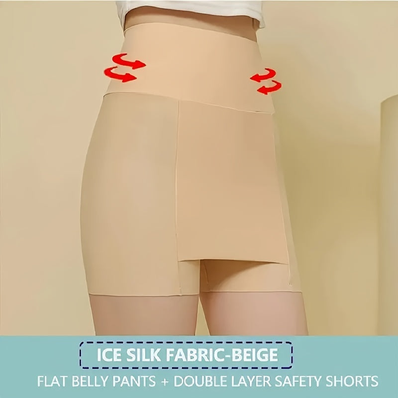 Women's High-Waist Tummy Control Shapewear Shorts for Summer Dresses in Beige