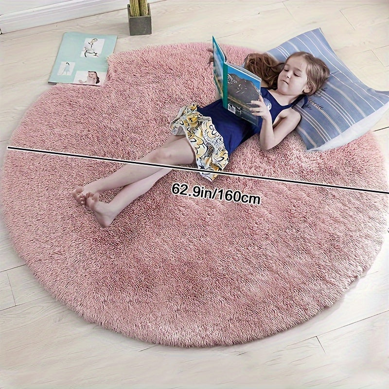 Round Large Ultra Soft Plush Rug - Non-slip and Waterproof Shaggy Throw Rug for Living Room, Bedroom, Nursery, Game Room, and Dormitory. Perfect Teenage Room Decoration - Room Decor (10.16cmX10.16cm)