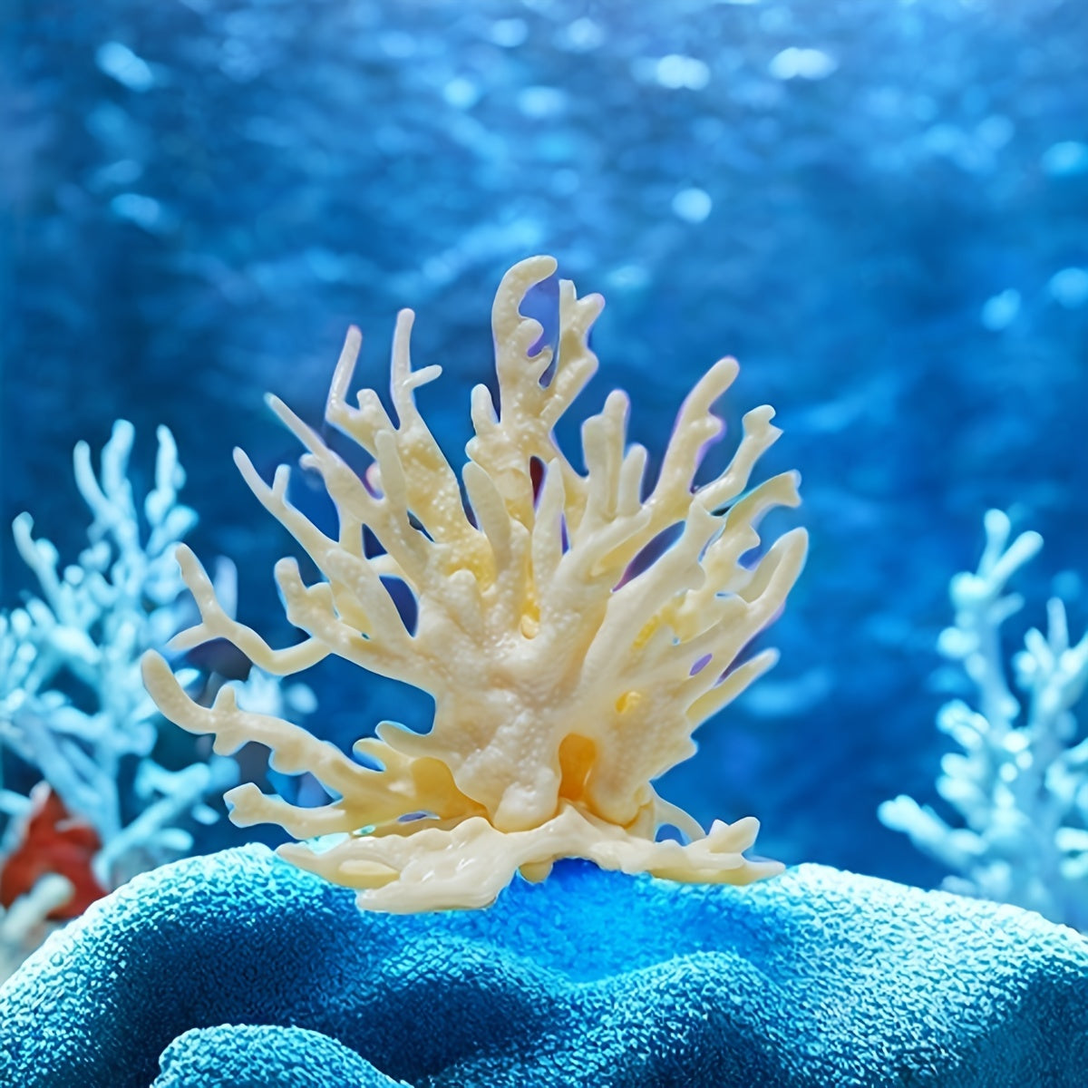 1 piece lifelike PVC coral reef aquarium decor for fish tanks, saltwater, and freshwater landscaping.