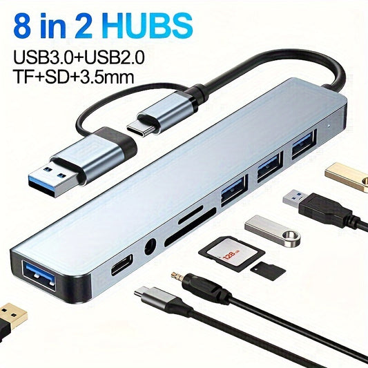 Multi-functional USB C hub with various ports for MacBook Pro/Air and USB C laptops.