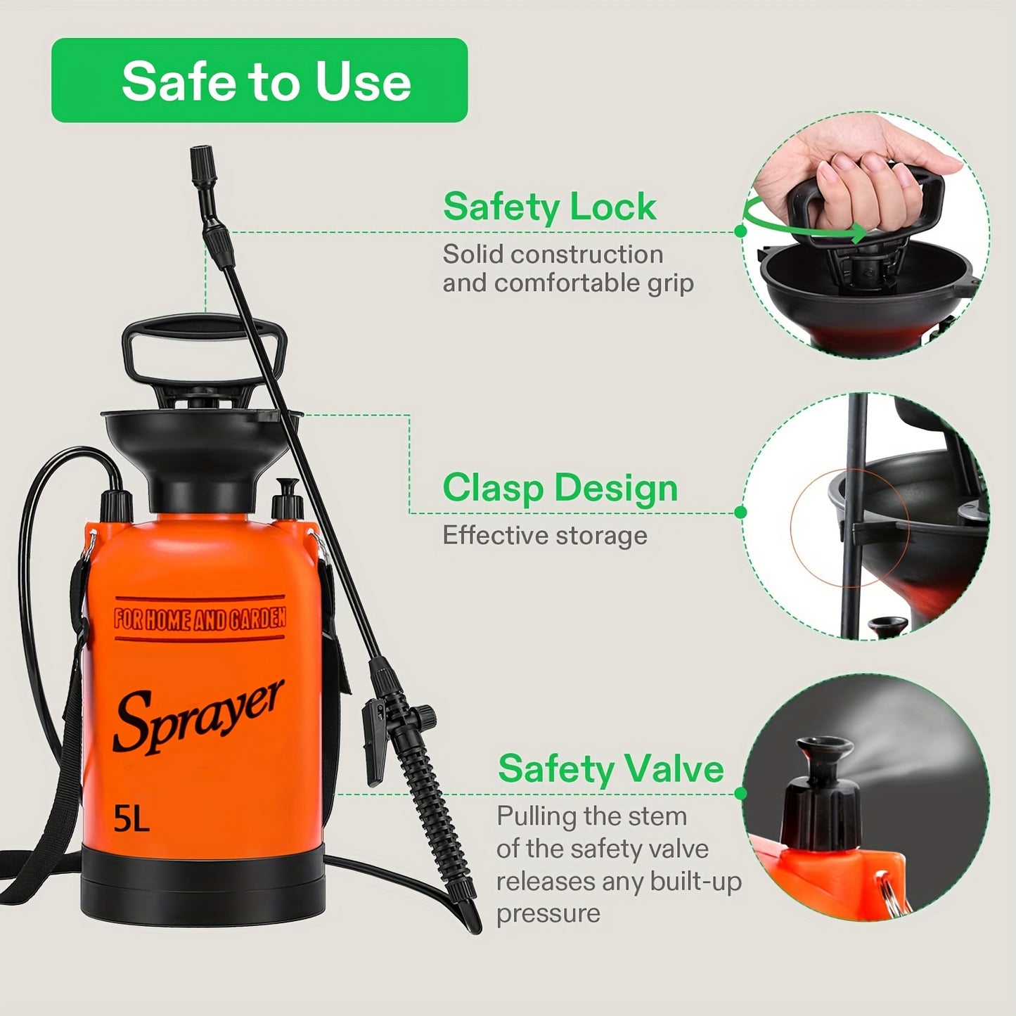 1 Set Pump Pressure Sprayer, 0.8-2 Gallon/5L with Adjustable Shoulder Strap for Plants, Garden Watering, and Cleaning.