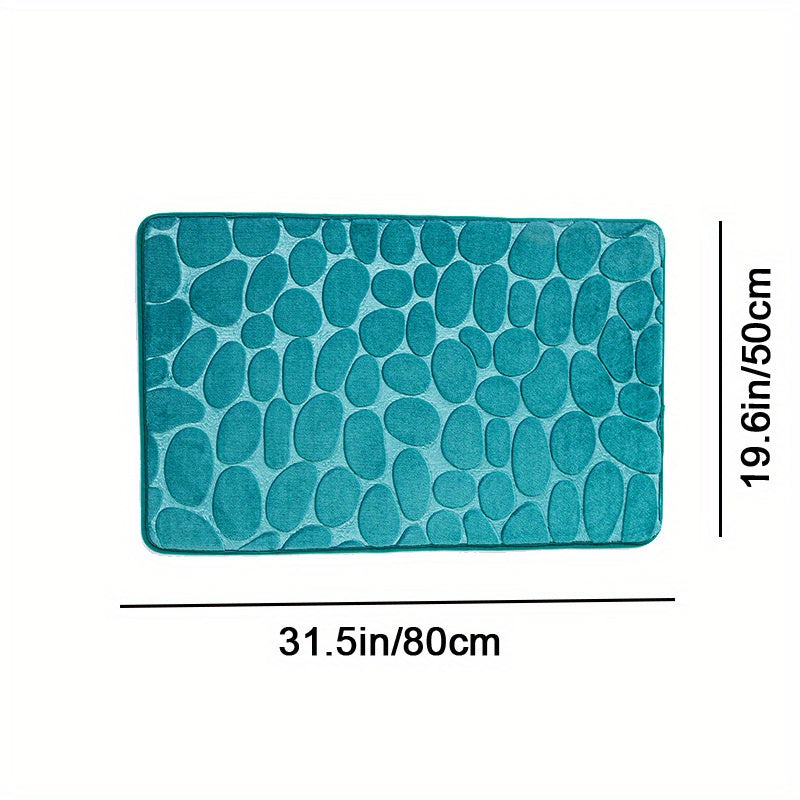 Pebble Embossed Non-Slip Bathroom Bath Mat Set with Memory Foam - Super Soft, Absorbent, and Quick-Drying Rug for Comfort and Safety. Machine Washable and Thick for a luxurious feel in your bathroom.