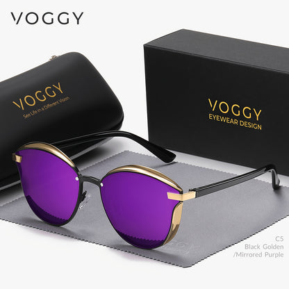 VOGGY Retro Butterfly Polarized Fashion Glasses for Men & Women - Metal Frame, Ideal for Driving, Hiking, Cycling, Fishing, Travel & Parties