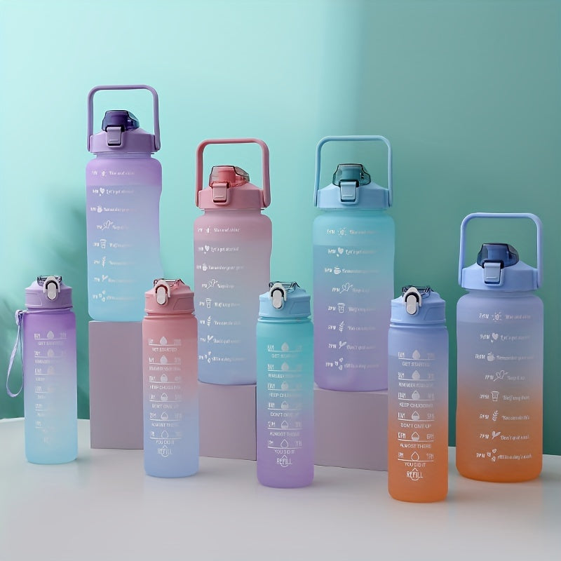 Large capacity water bottle with gradient color design, leak-proof and lightweight for outdoor use, great gift for friends and family.