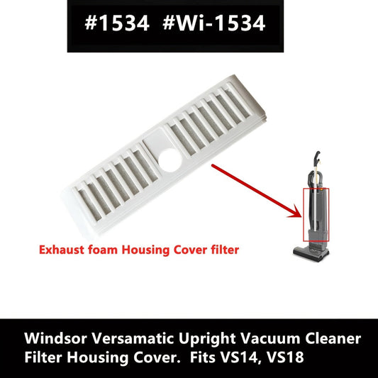 Windsor Versamatic Upright Vacuum Cleaner Replacement Parts Set - Includes 2 Exhaust Foam Housing Cover Filters and Cleaning Brush, Compatible with S14 and VS18 Models - Made of Durable Plastic