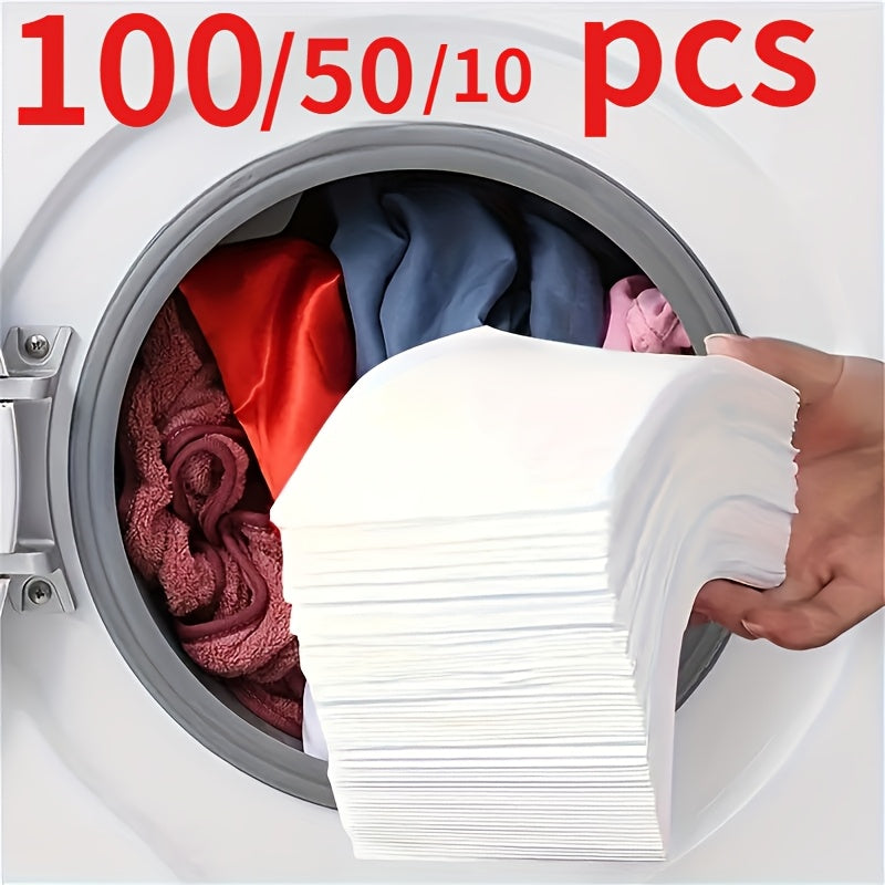 100/50/10 pcs Color Catcher Laundry Sheets - Dye Trapping Wash Paper for Mixed Washes