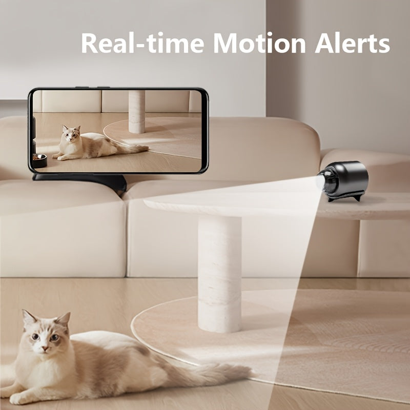 Compact WiFi mini camera with magnetic mount for easy installation. USB powered with wireless real-time video monitoring through app. Features motion detection for pet and home security.