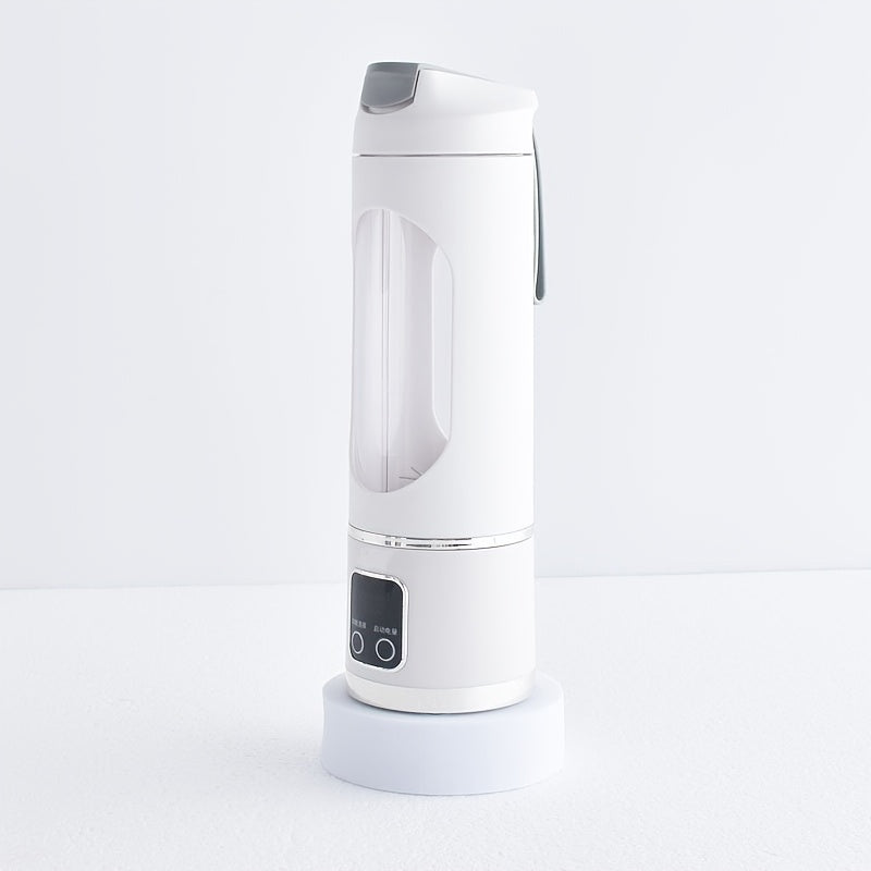 This portable USB-rechargeable blender and juicer features a convenient digital display for easy operation. With three modes to choose from, including an Easy Clean function, this blender has a powerful 12-blade design and a long-lasting 1500mAh battery.