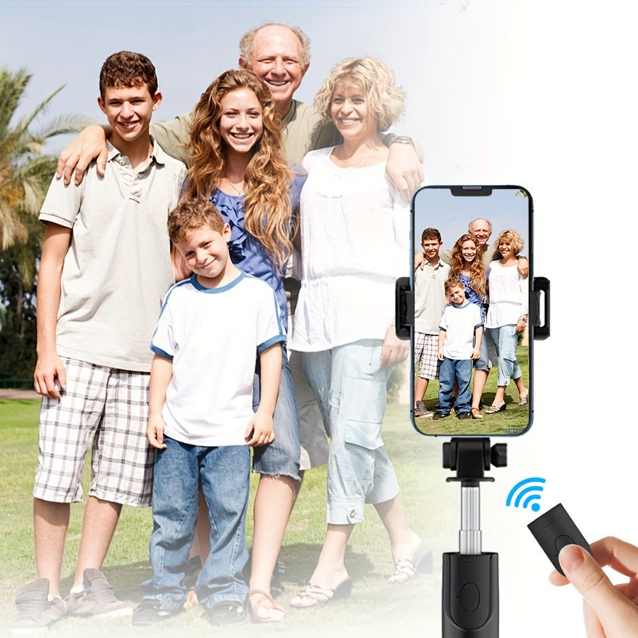 3-in-1 selfie stick tripod with wireless remote control for live streaming, videos, and photos. Perfect for travel.