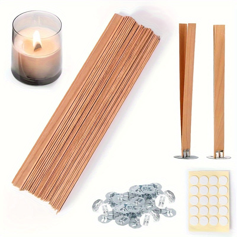 40pcs Wooden Candle Wicks: 12.95 X 1.27 cm, Smokeless, DIY Candle Making