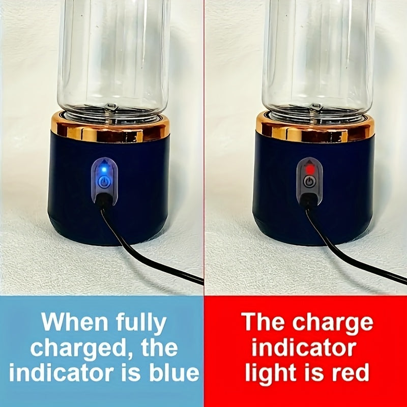 USB rechargeable juicer with 2 cups, fresh juice cup with sports lid, cordless portable blender with six-blade design for quick, smooth juicing. Ideal for fruits, beverages, and on-the-go use.