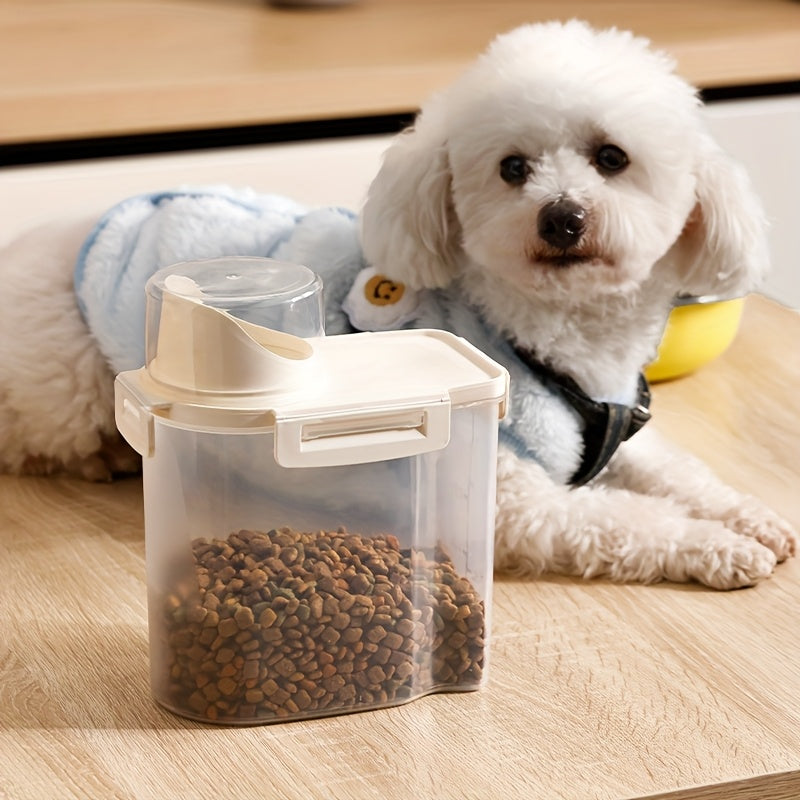 Airtight pet food storage containers set for cat and dog food. Made of PP material in various sizes, stackable and moisture-proof. Can also be used for grain and cereal dispensers with