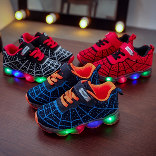 New Spring And Autumn Light-Up Running Shoes in Sizes 21-36 for Boys And Girls featuring LED Flashing Sneakers with Mesh Design.