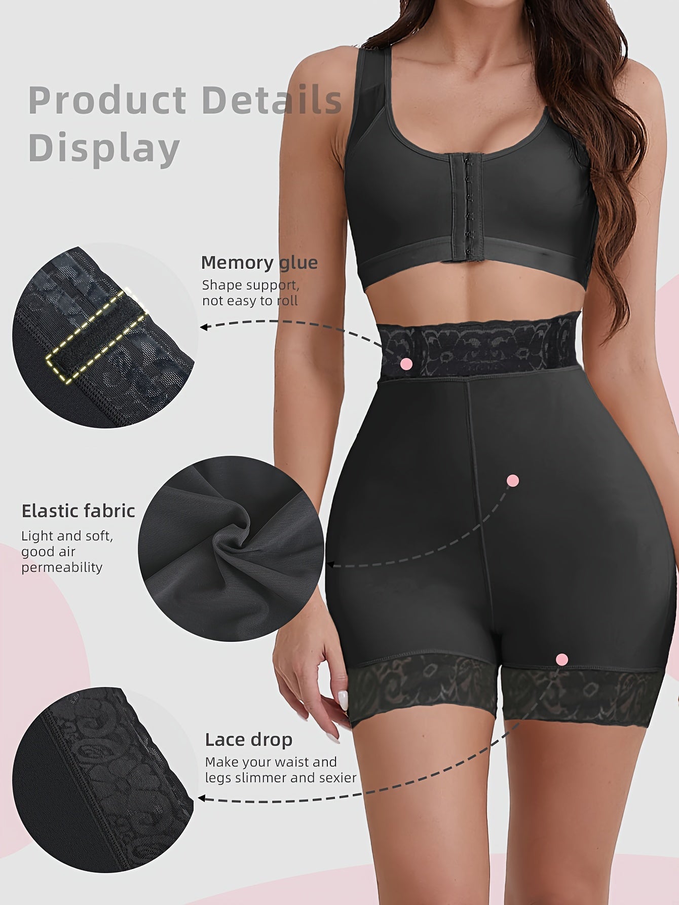 High waist lace trim shaping shorts for women - seamless tummy control underwear & shapewear.