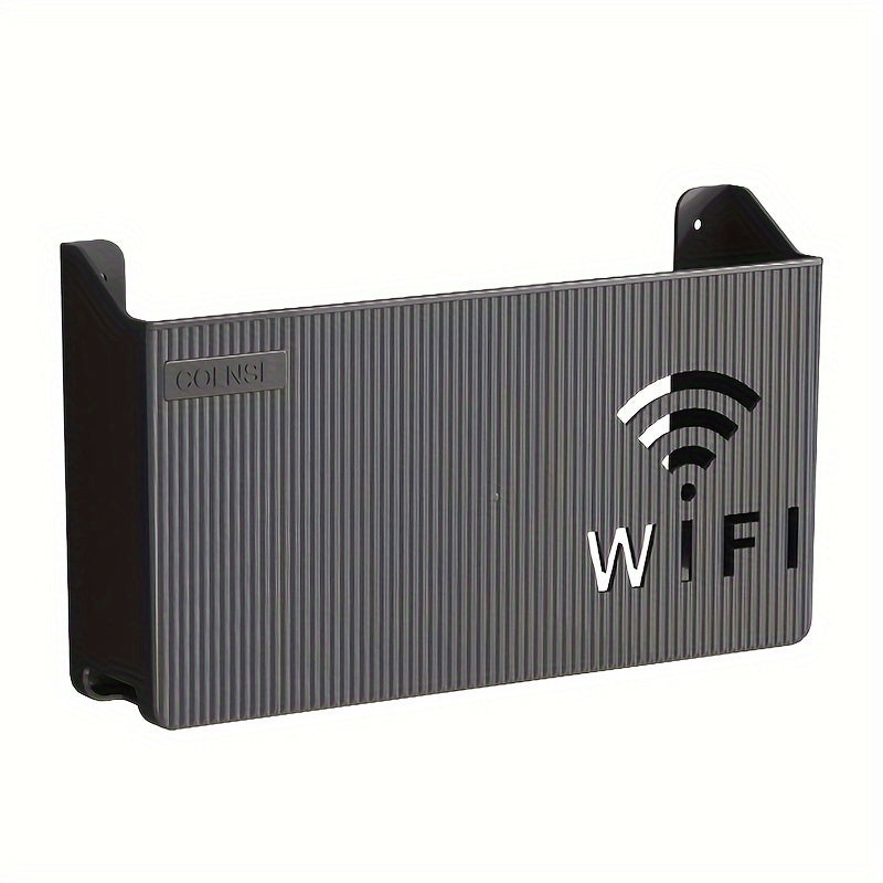 Modern Black Wall-Mounted Router Box with Green Detailing - Sleek Media Console for Home Office or Living Room - Chic WiFi Storage Solution with Swirl Pattern - Simple Installation, No Power Required - Ideal Present for Tech Lovers