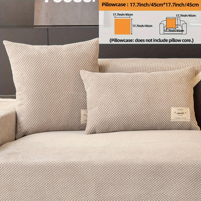 Contemporary plush sofa slipcover with corduroy edge for all seasons to protect furniture in any room.