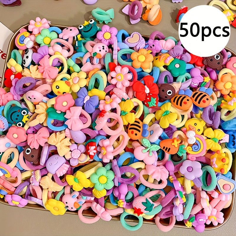 50/80/120 Sets of children's hair rings with assorted designs, suitable for toddlers.