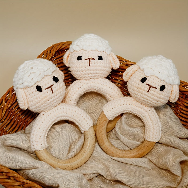 Crochet Sleep Rattle Toy - Soft Knit Animal Doll, Ideal for Soothing & Chewing. Perfect Gift for Christmas, Halloween, Thanksgiving, Easter, Corban Festival. Best Toy for Christmas, Ideal for Thanksgiving.