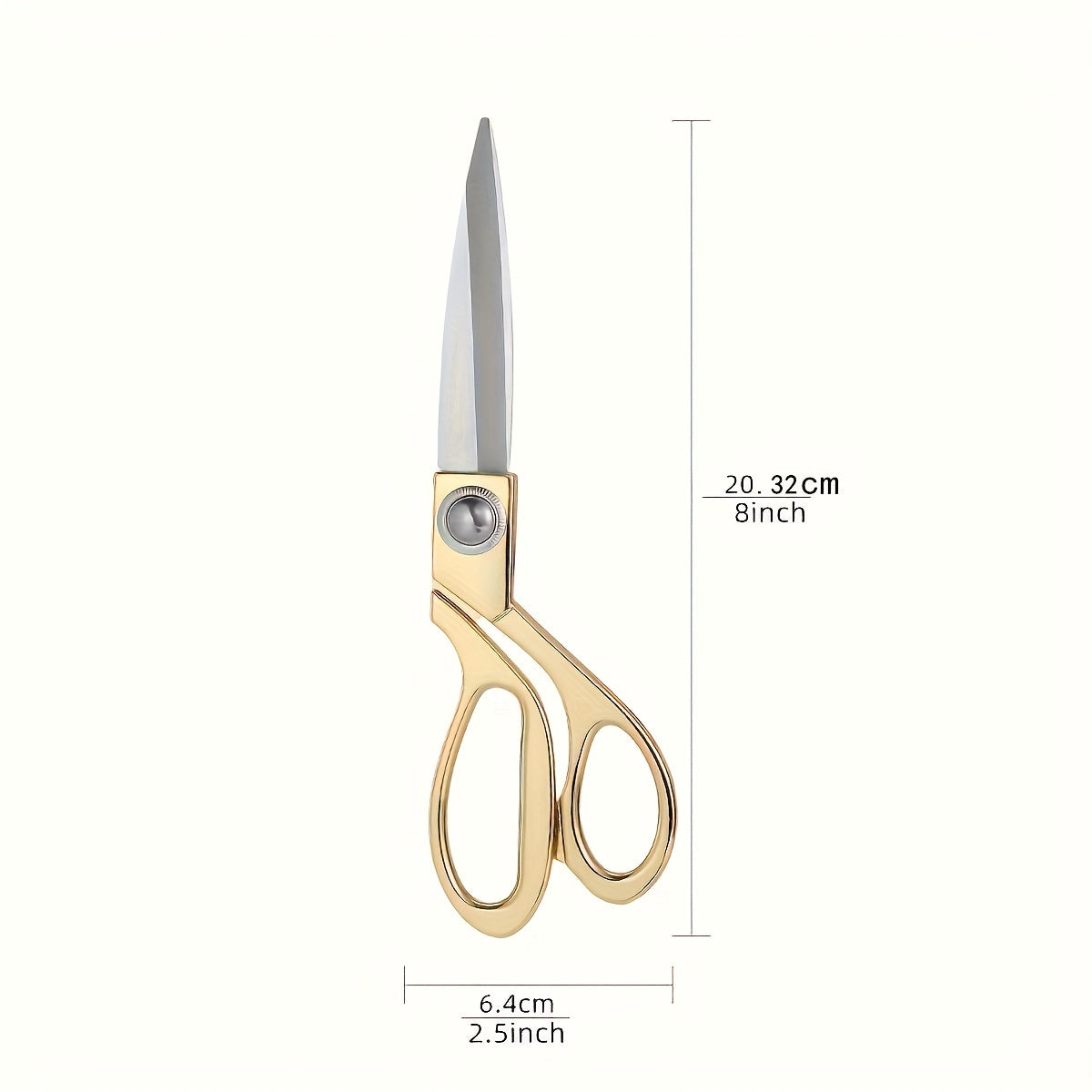 Golden fabric scissors made of stainless steel. Sharp tailor scissors for professional heavy-duty dressmaking and sewing.