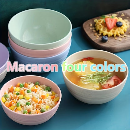 4-Pack Macaron Plastic Bowls, ideal for a variety of dishes, drop-proof and non-stick surface. Available in 1, 4, or 6 piece options.