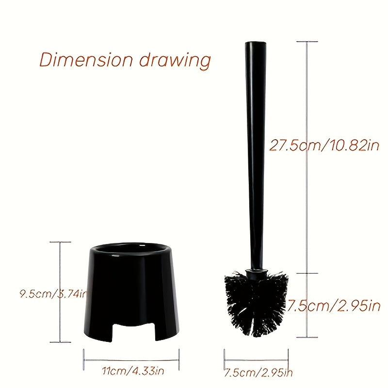 Non-Electric Toilet Brush Set with Flexible Long Handle, Plastic Cleaning Brush for Bathroom Bowls with No Dead Corner Design, Holder Included for Living Room, Bathroom, Toilet, Patio - Manual Cleaning Tool