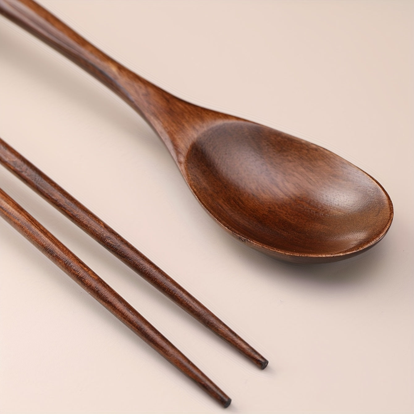 Wooden spoon and chopstick set for home or restaurant use.