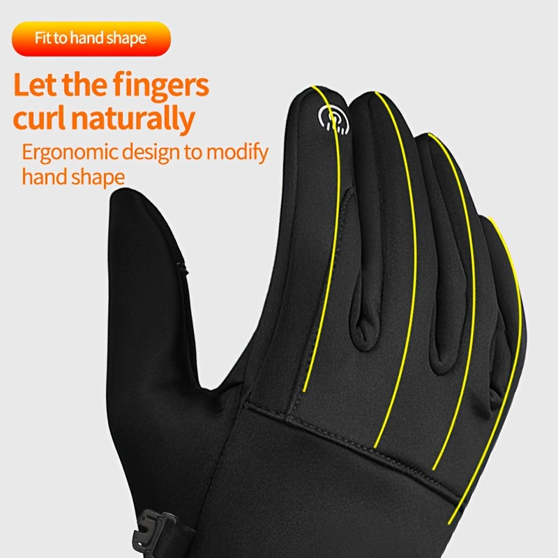 Keep your hands warm and protected during winter cycling with these Men's Waterproof and Windproof Winter Cycling Gloves. Featuring thickened finger tips and touch screen compatibility, these gloves are designed ergonomically for a comfortable fit. Made