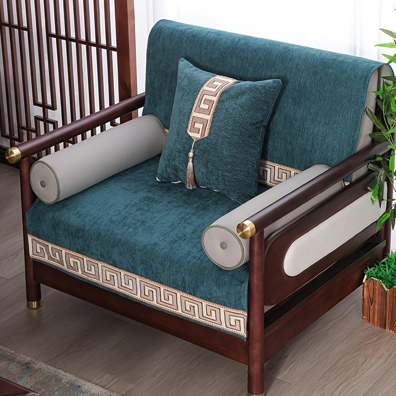 Chinese style dustproof sofa slipcover for all seasons, suitable for bedroom, office, and living room.