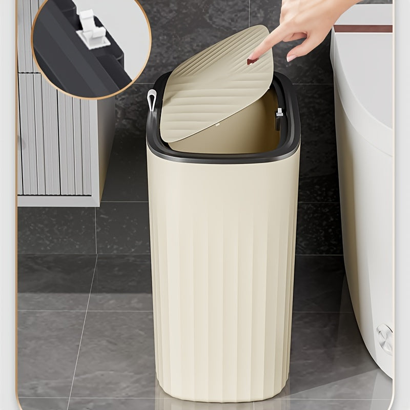 LuxeSpace trash can with odor-sealing function and high capacity, made of durable PP material, suitable for bathroom, living room, and kitchen.