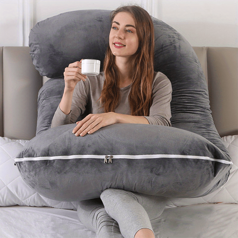 Stay comfortable and supported with our stylish J-shaped pregnancy pillow. Designed to provide perfect sleep for mothers-to-be, this pillow offers much-needed support during pregnancy. It also makes a thoughtful gift for Christmas, Halloween, and