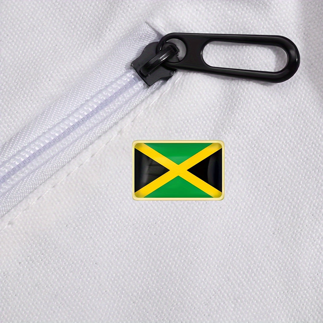 20-Pack of Jamaica Flag Brooch Pins in Enamel Alloy, Unique Fashion Statement for Lapels, Collars, and Backpacks