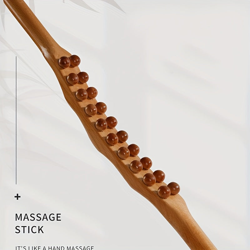 High-quality wooden meridian roller with 20 beads for full body massage and professional abdominal scraping.