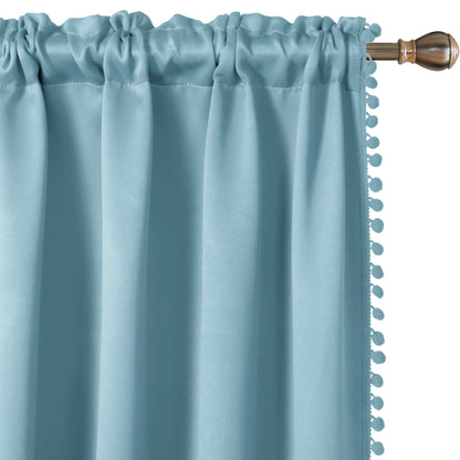 1 thermal insulated blackout curtain panel suitable for study, living room, and kitchen. This decorative curtain features a rod/pole pocket design for added privacy and energy efficiency.