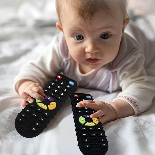 Chewable Silicone Teether Toy in the Shape of a Remote Control for Toddlers, Educational Baby Toy Suitable for Ages 0-3, Made with Safe Silicone Material from China