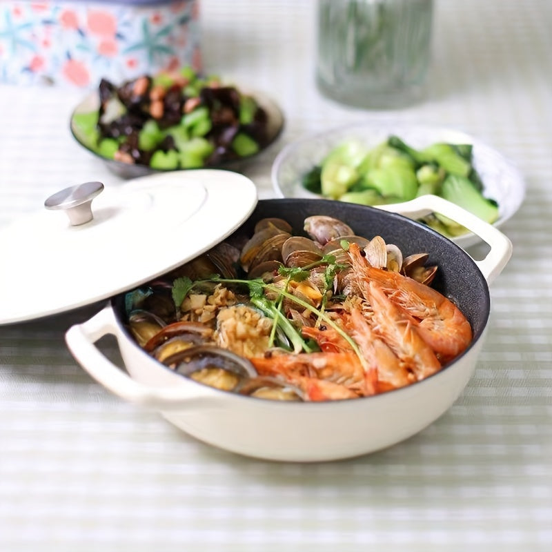 Long-lasting and adaptable 111oz Enameled Cast Iron Saucepan with Lid - Non-Stick, Ideal for Induction & Gas Cooktops