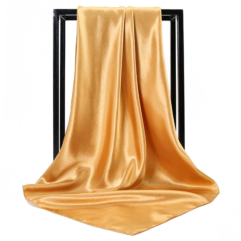 Large satin square scarf for women, suitable for hair wrapping or as a gift. Made from imitation silk.