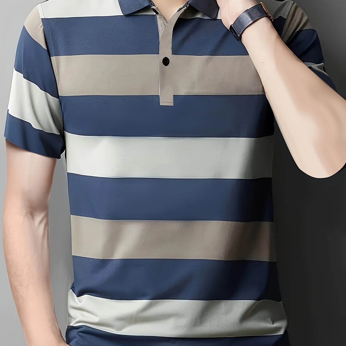 Men's Casual & Trendy Colorful Striped Shirt - Perfect for All Seasons, Machine Washable, Great Gift