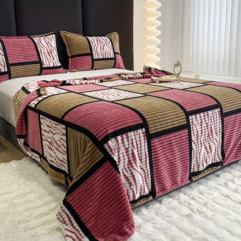 This versatile plaid plush blanket is perfect for all your needs. Whether you're looking for a cozy throw blanket for the sofa, a warm shawl for the office, or a comfortable bed cover for sleeping, this multifunctional blanket has you covered. Its