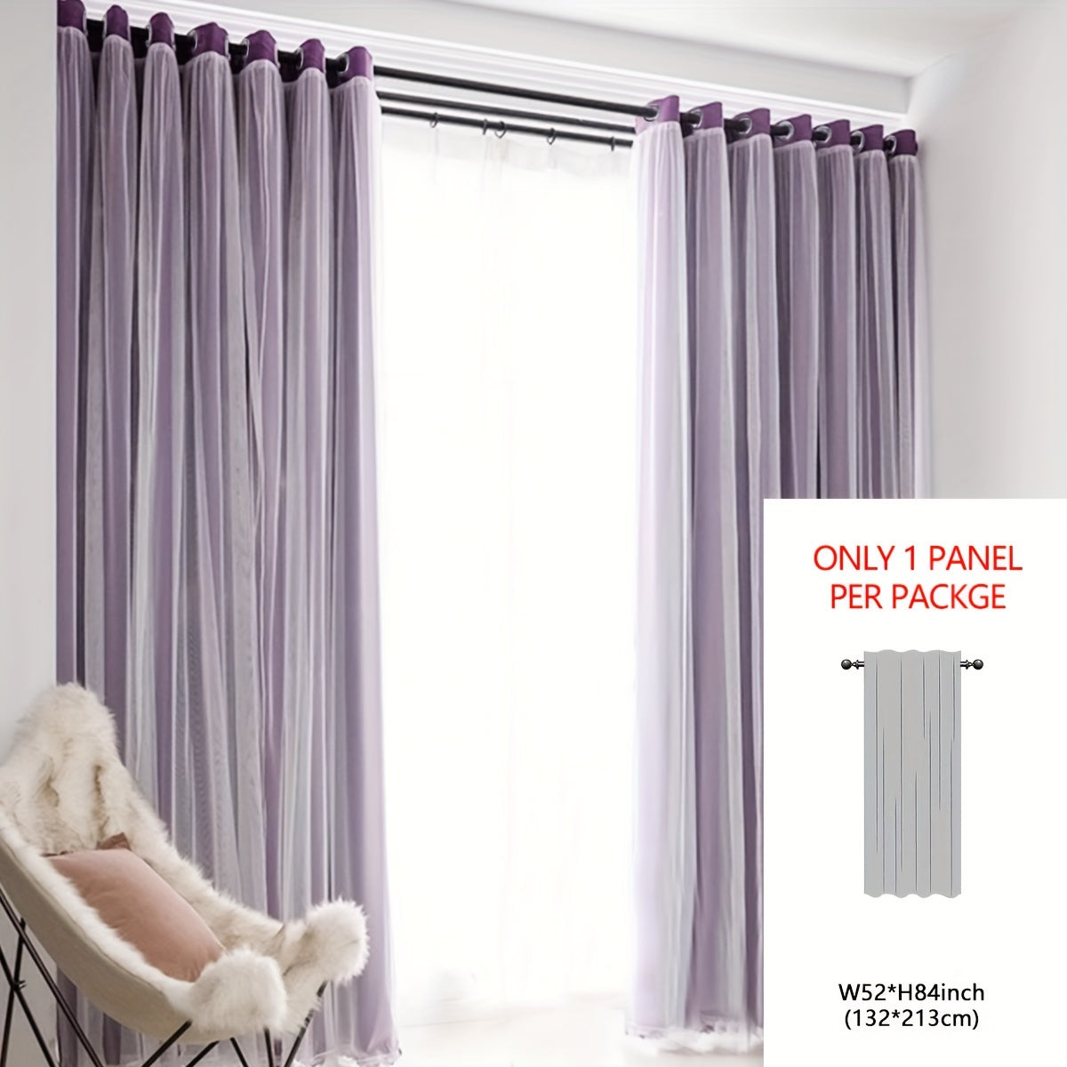 Single-panel Blackout Curtains made with One-layer Cloth and One-layer Yarn, featuring a Modern Simple Style. Ideal for use in Living Rooms, Bedrooms, Balconies, Floating Windows, providing Noise Reduction and adding a touch of Romance to your Home Decor.